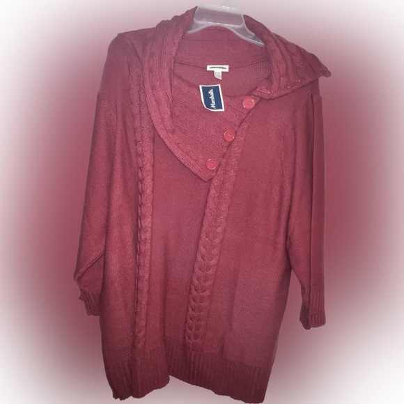 ⭐️NWT Rose Cable Knit Sweater Fashion Bug Oversized Collar Pullover 30W 32W - Picture 1 of 10